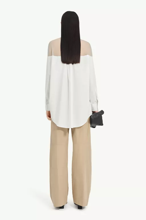 High-Cut Cotton Poplin Shirt - Tops