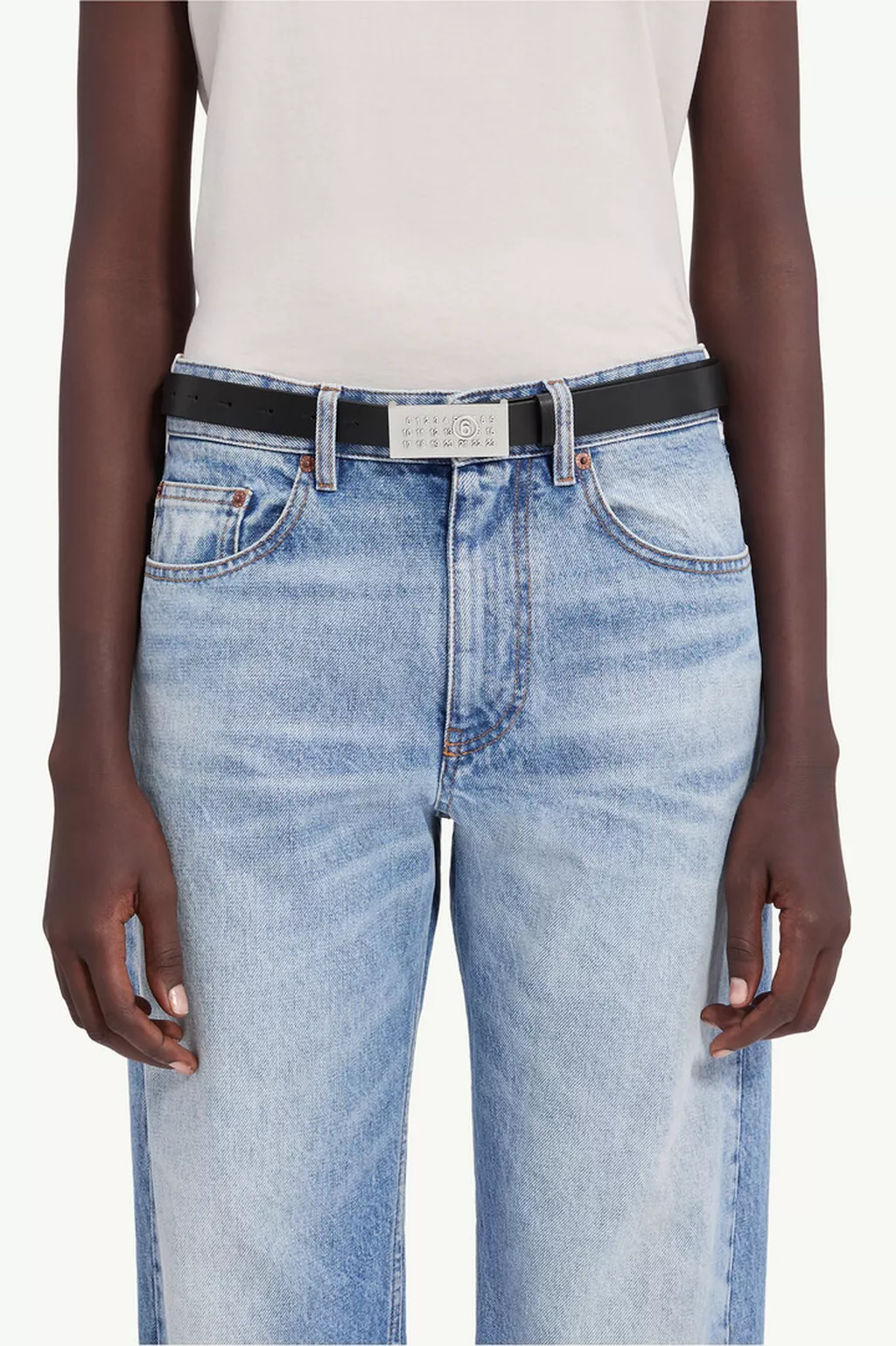 Black Numeric buckle leather belt | Maison Margiela Official