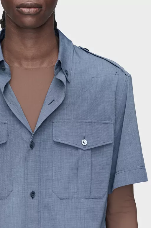 Folded Collar Short-Sleeve Shirt - Short-sleeved Shirt