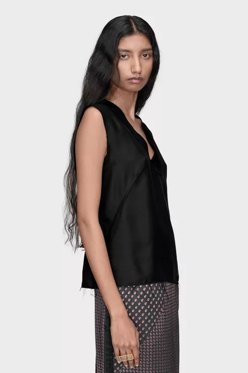 Silk V-Neck Top - Tops