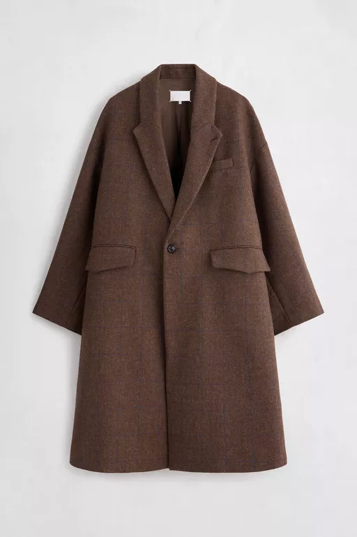Checked Wool Overcoat - Coats