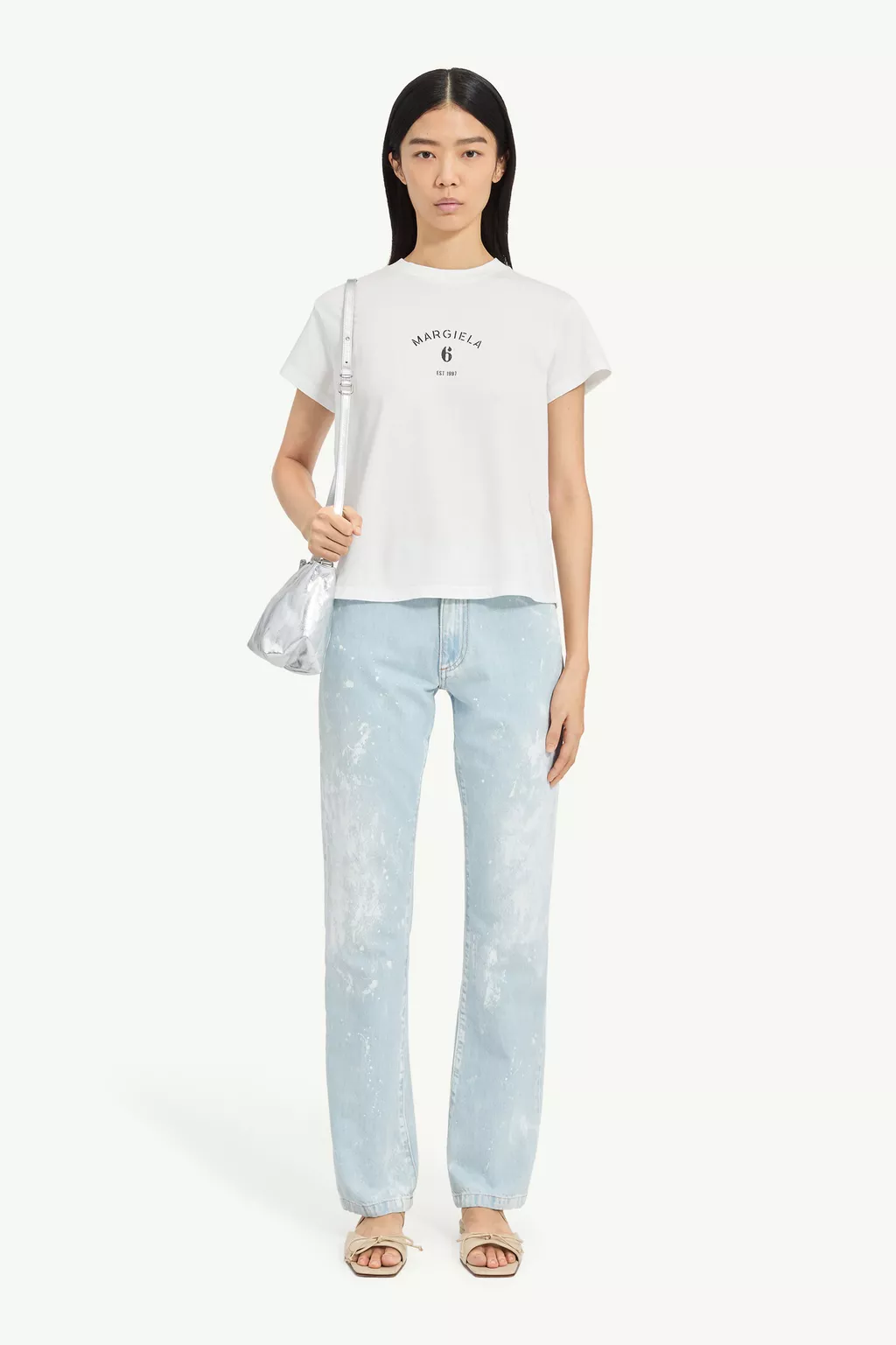 White Signature Jersey T-Shirt | MM6 Official