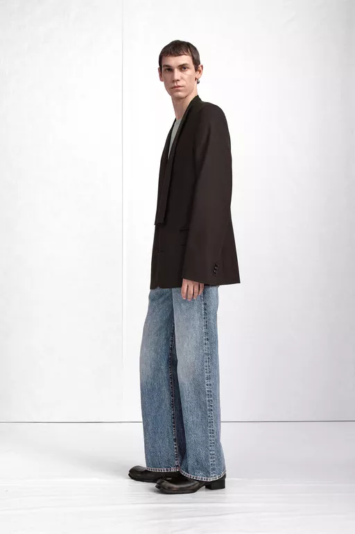 Minimal Collar Wool Blazer - Jackets