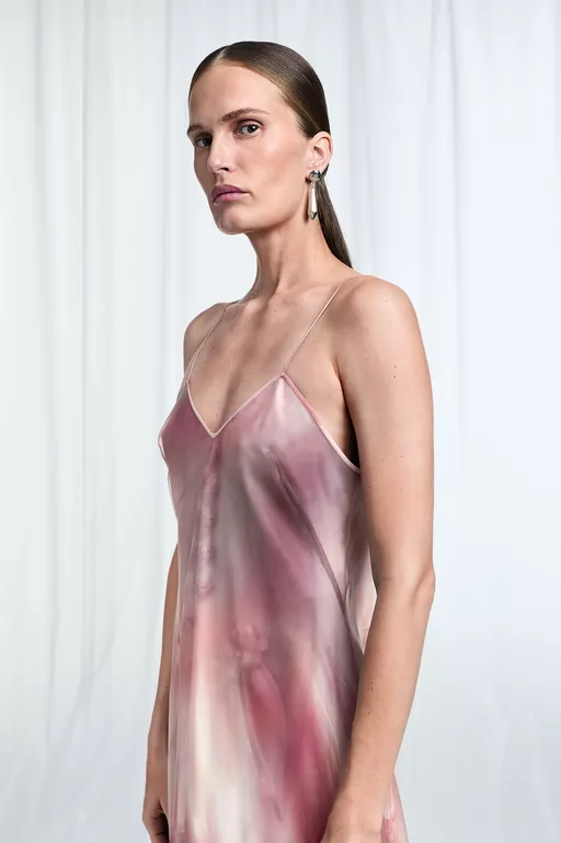 Trompe L'Oeil Organza Slip Dress - Midi Dress