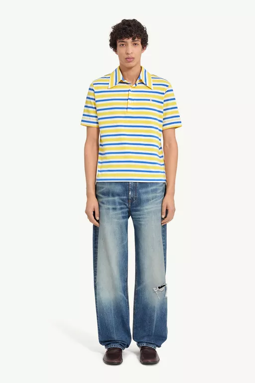 Striped Jersey Polo Shirt - Polos