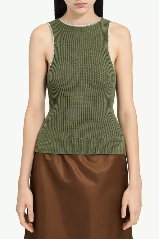 Ribbed Knit Sleeveless Top - Tops