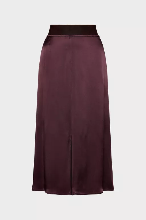 Washed Silk Satin Midi Skirt - Midi Skirts