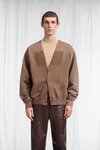 Brown - Deep V-Neck Cotton Sweatshirt