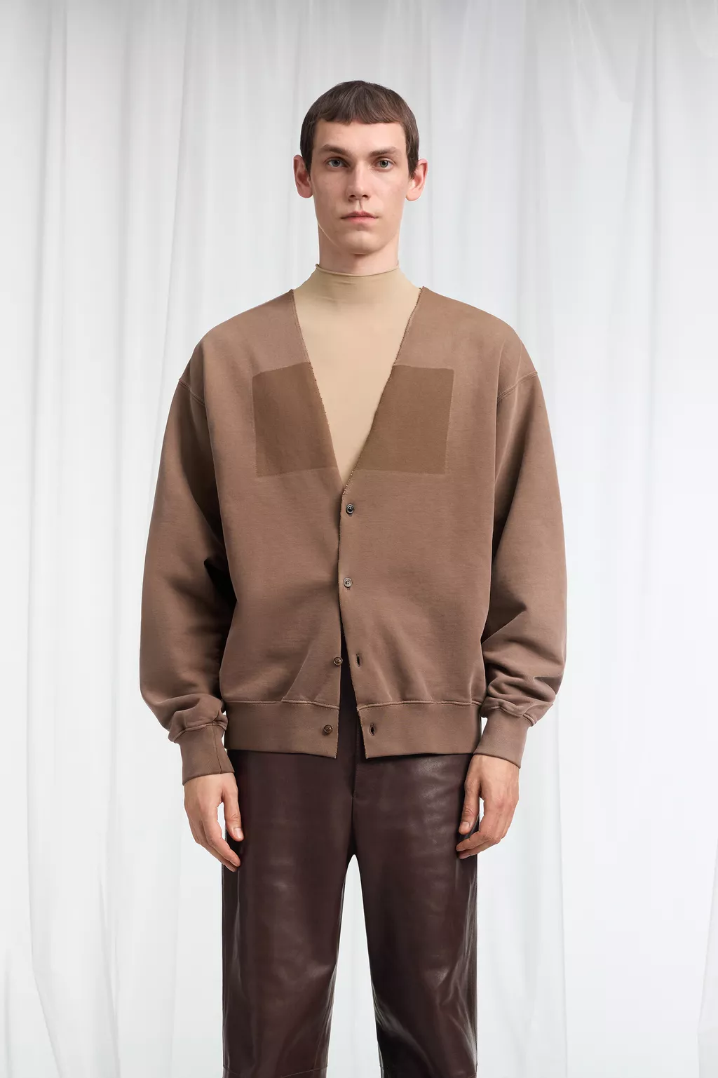 Brown Deep V-Neck Cotton Sweatshirt | Maison Margiela Official