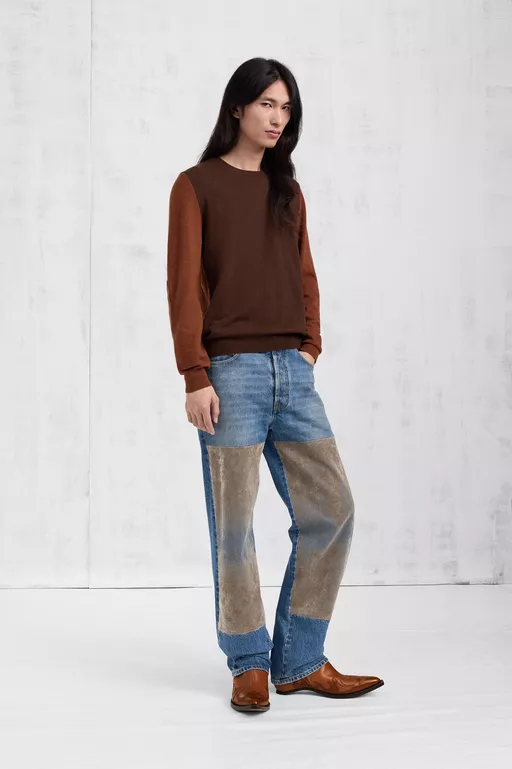 Two-Tone Wool Crewneck - Knitwear