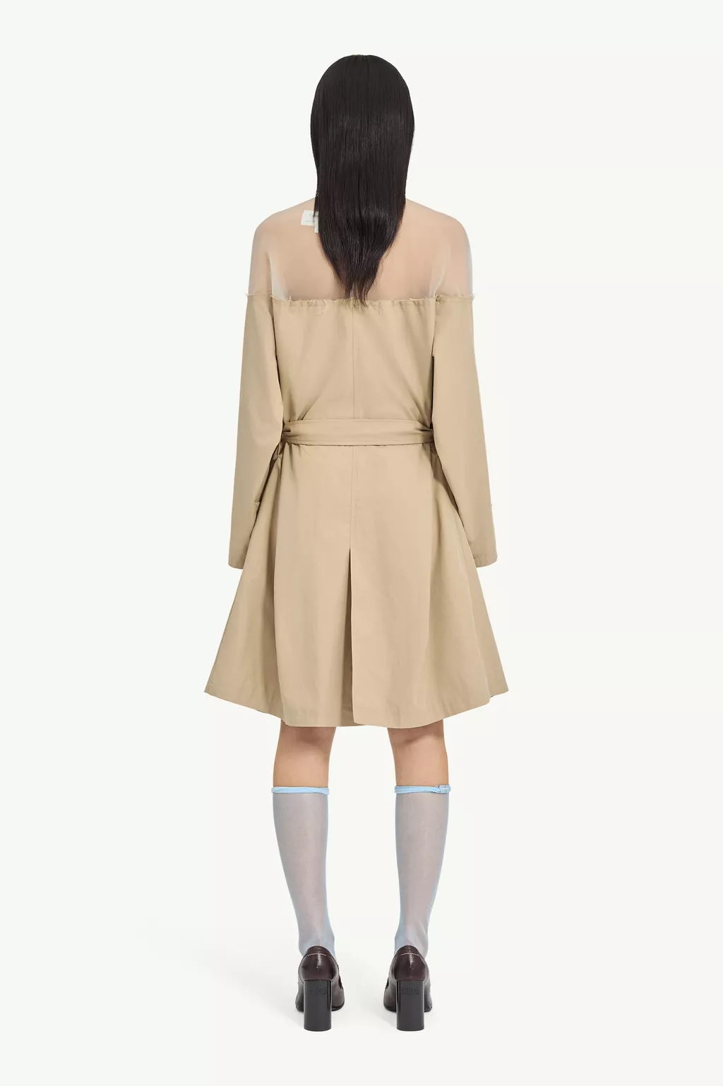 Brown High-Cut Cotton Trench Dress | MM6 Official