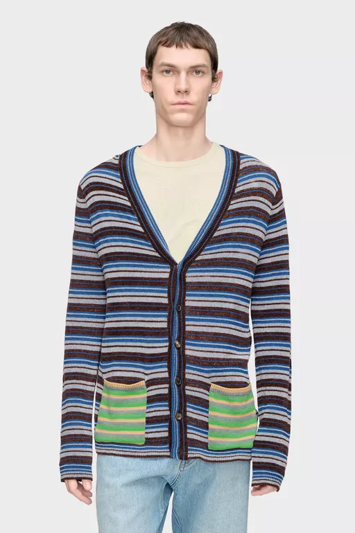 Striped Wool Cardigan - Overalls