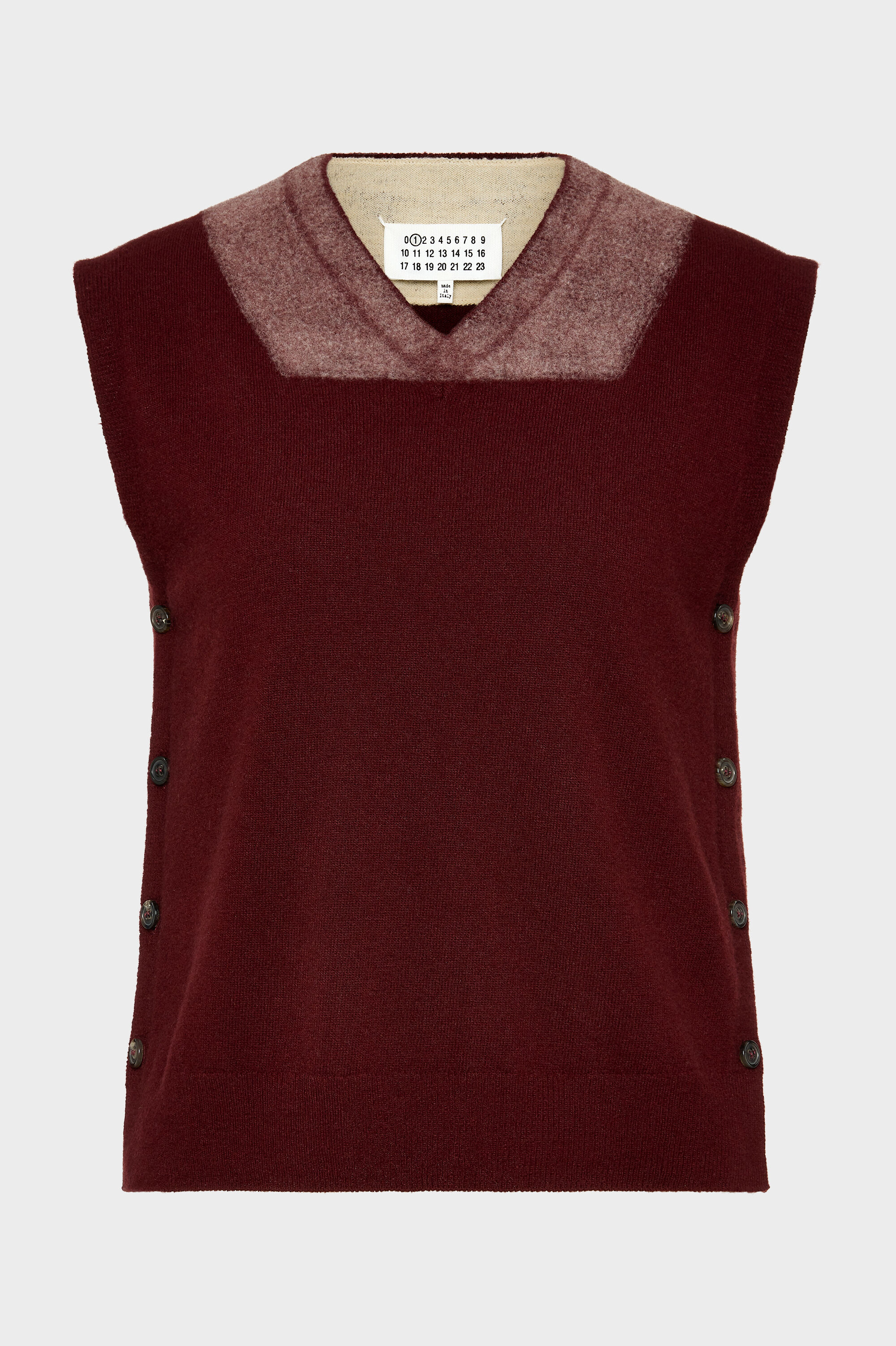 Maison Margiela Two-tone Virgin Wool Vest Woman Bordeaux