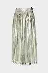Aloe Vera - Midi-Faltenrock aus Metallic-Seide