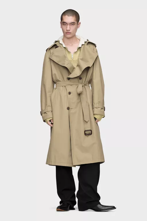 Folded Collar Trench Coat - Raincoats