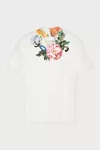 ホワイト - フラワープリント ジャージーTシャツ