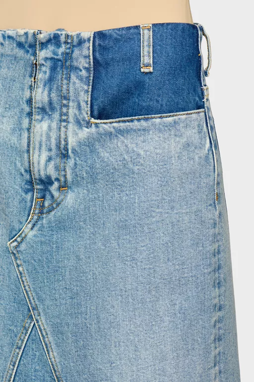 Two-Tone Denim Maxi Skirt - Long skirts