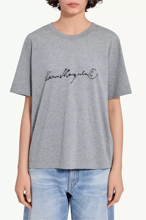 スクリプトプリント コットン ジャージTシャツ - Tシャツ