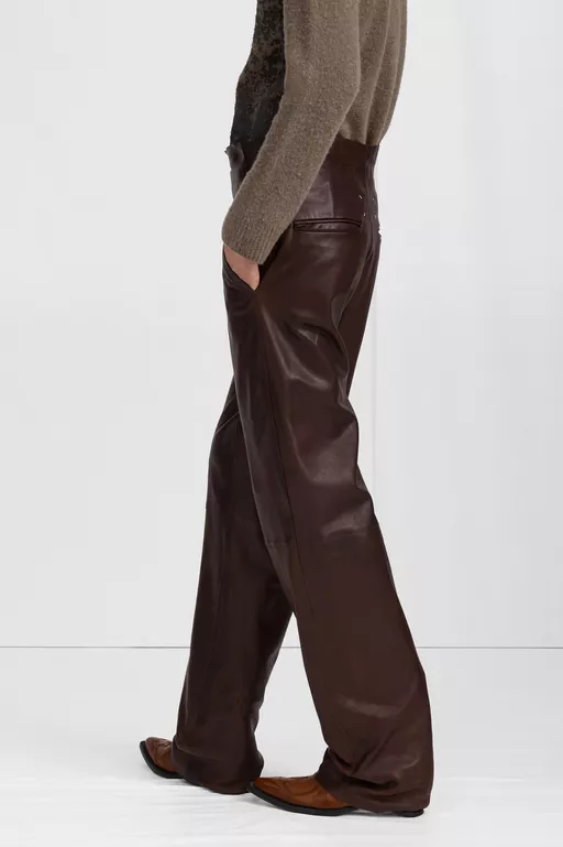 Fusion Leather Wide-leg Trousers - Pants