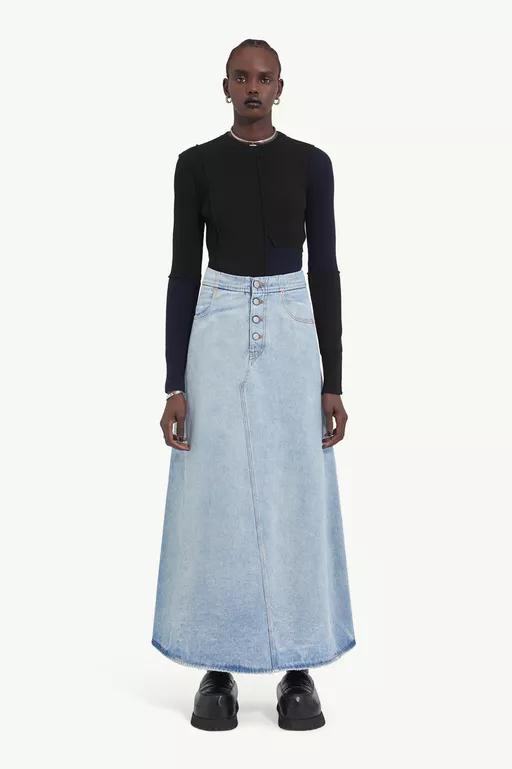 Long denim skirt - Skirts