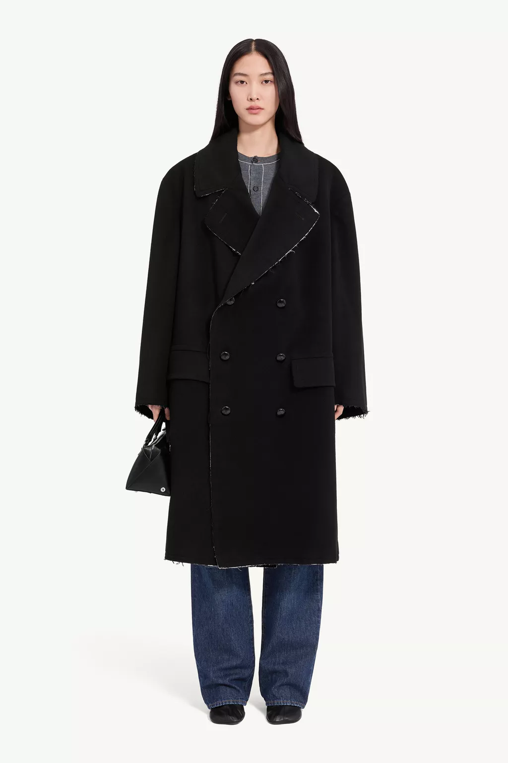 Black Raw-edge wool coat | MM6 Official