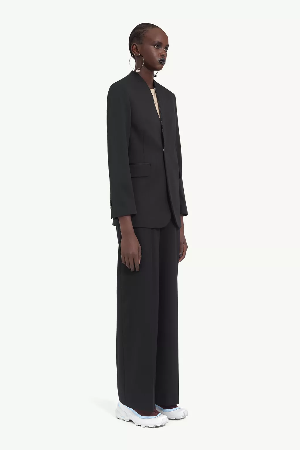 Black Collarless suit jacket | MM6 Official