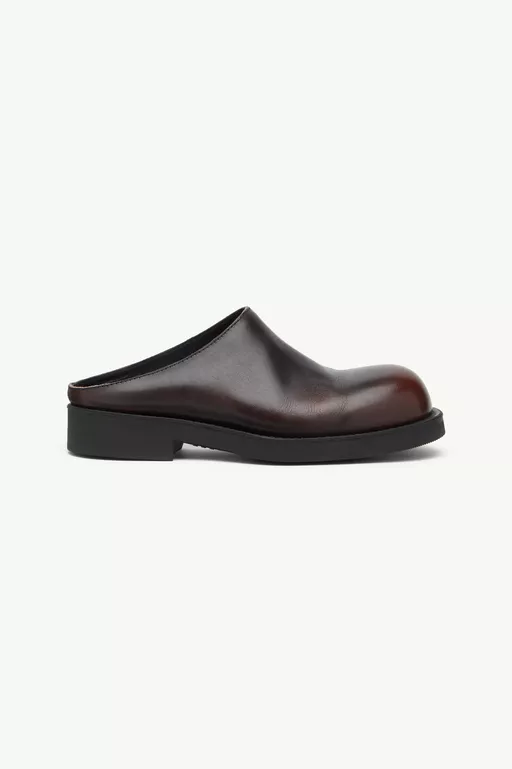 Biker mules in brushed leather - Slippers