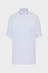 White and light blue - Striped Cotton Short-Sleeve Shirt