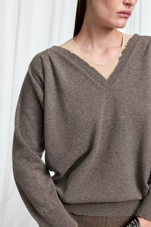 Draped V-Neck Sweater - V-neck