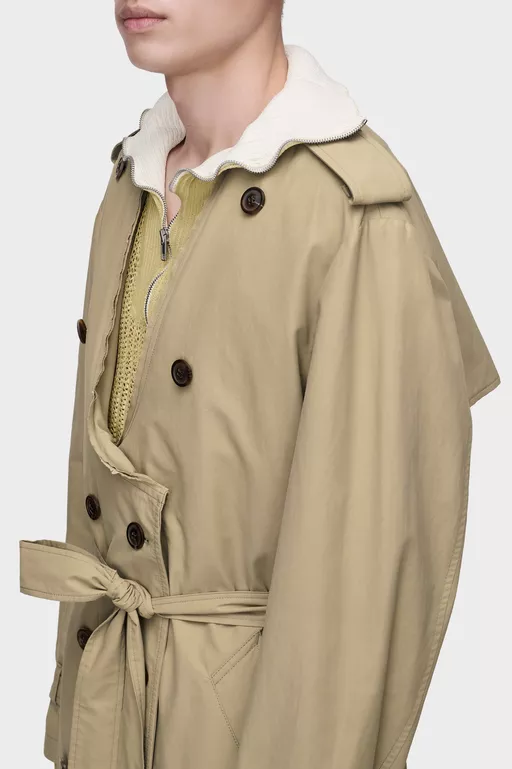 Folded Collar Trench Coat - Raincoats