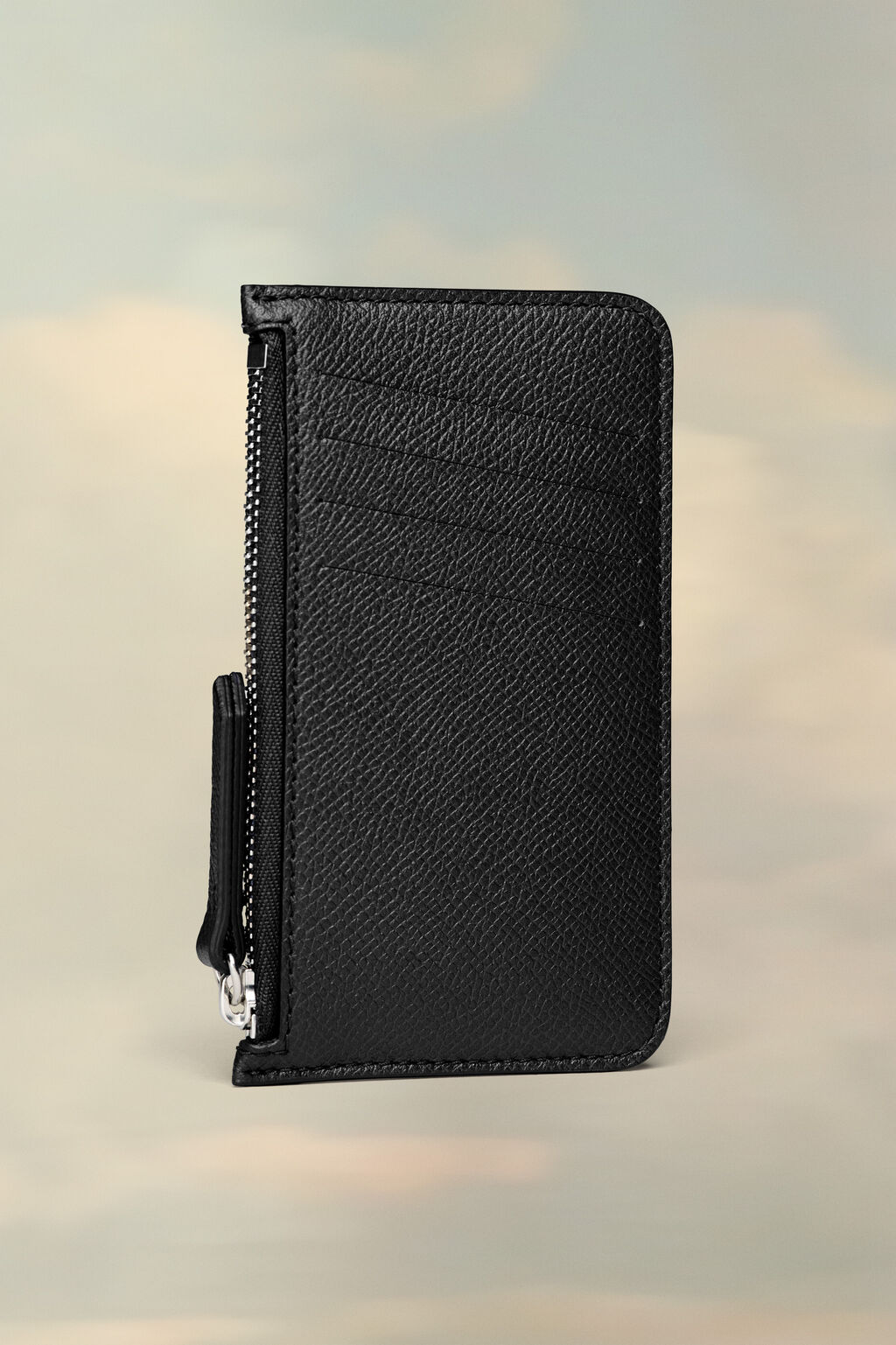 Maison Margielaのレザー ジップ カードホルダー　色: Black