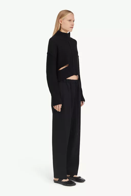 Pantal&oacute;n de lana sastre con cord&oacute;n de cierre - Pantalones