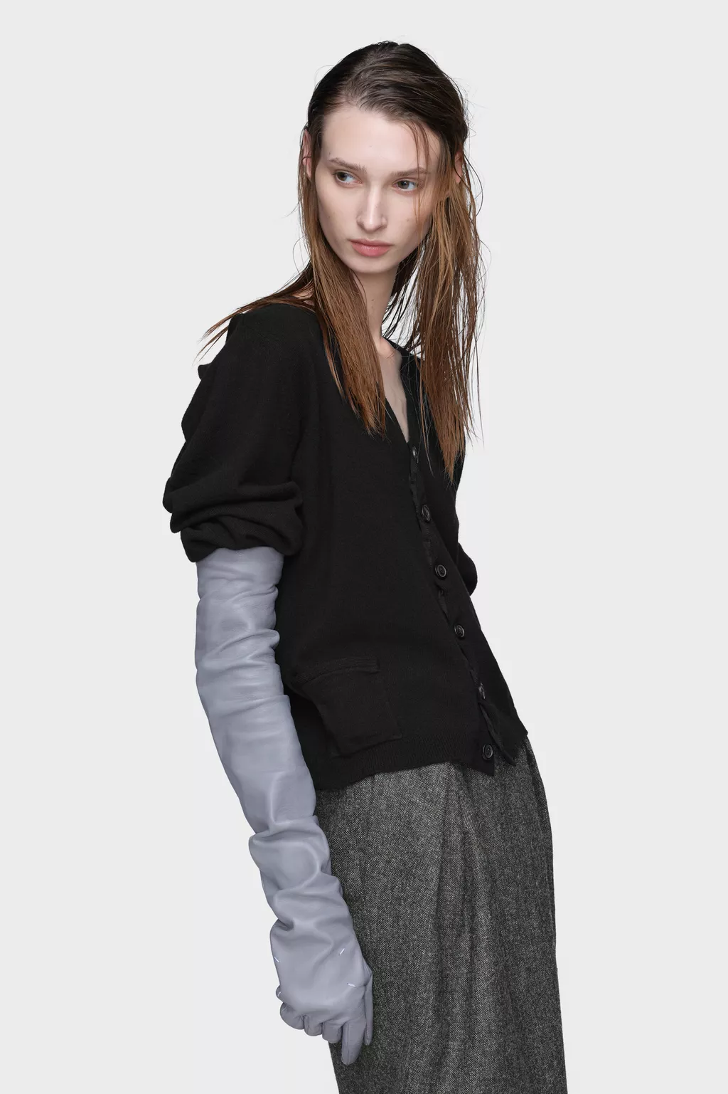 Black Wool v-neck cardigan | Maison Margiela Official