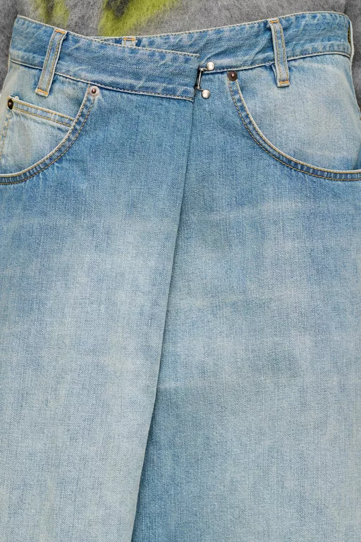 Wrap Denim Midi Skirt - Midi Skirts