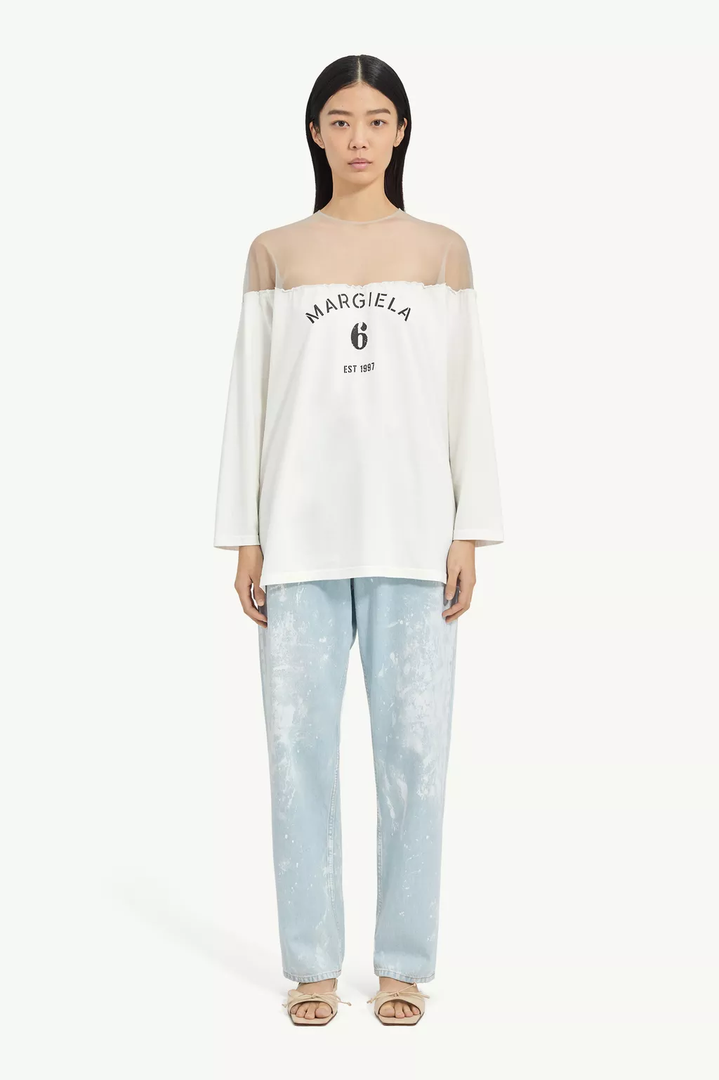 White Mannequin Print Jersey Top | MM6 Official