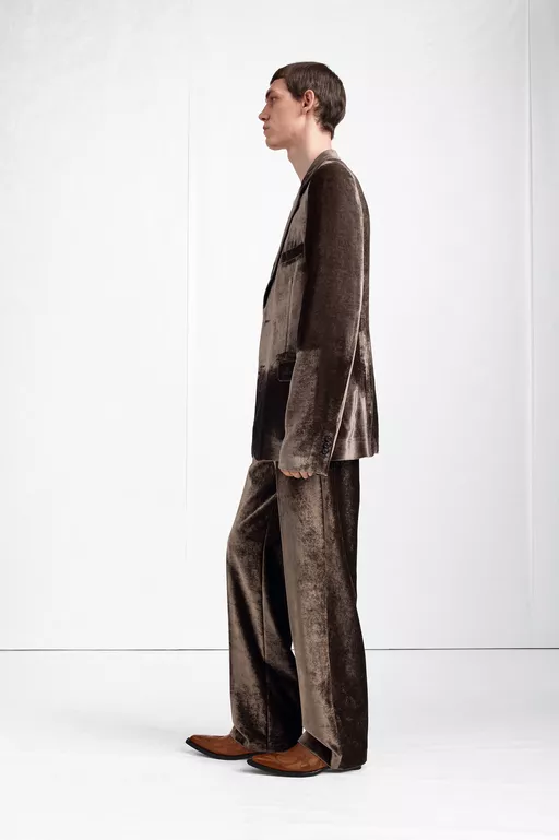 Velvet Wide-Leg Trousers - Pants