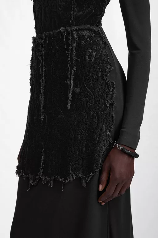 Velvet Panel Maxi Skirt - Long skirts