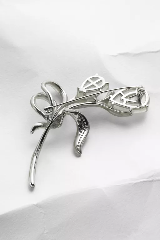 Antiqued Wax Floral Brooch - Brooches