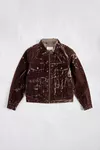 Adobe Brown - Flocked Denim Trucker Jacket