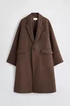 Brown - Checked Wool Overcoat