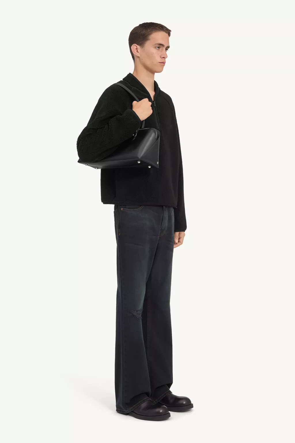 Black Reversible teddy fleece sweatshirt | MM6 Official