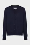 Dark Blue - Elbow patch wool cardigan