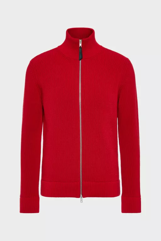 Knit zip-up cardigan