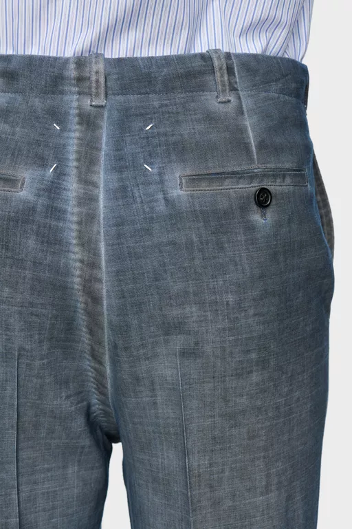 Pantalones de lana doble te&ntilde;ido - Pantalones