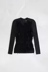 Black - Tapestry Panel Long-Sleeve Top