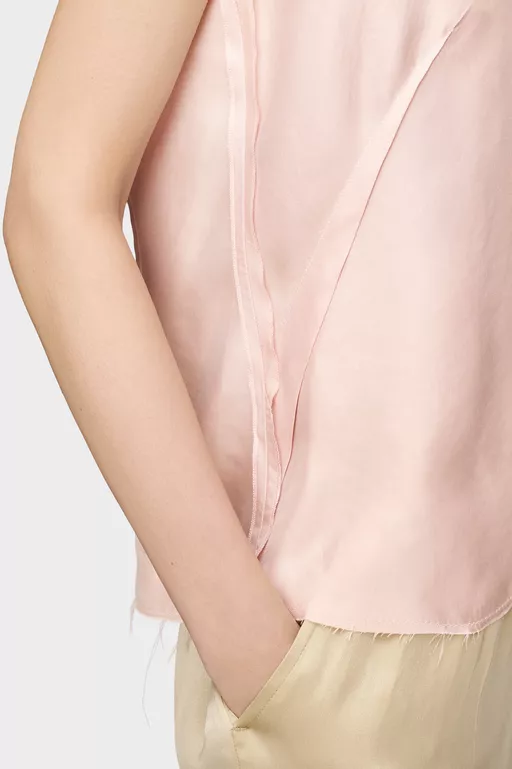 Silk V-Neck Top - Tops