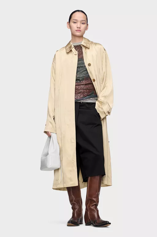 Creased Silk Trench Coat - Raincoats