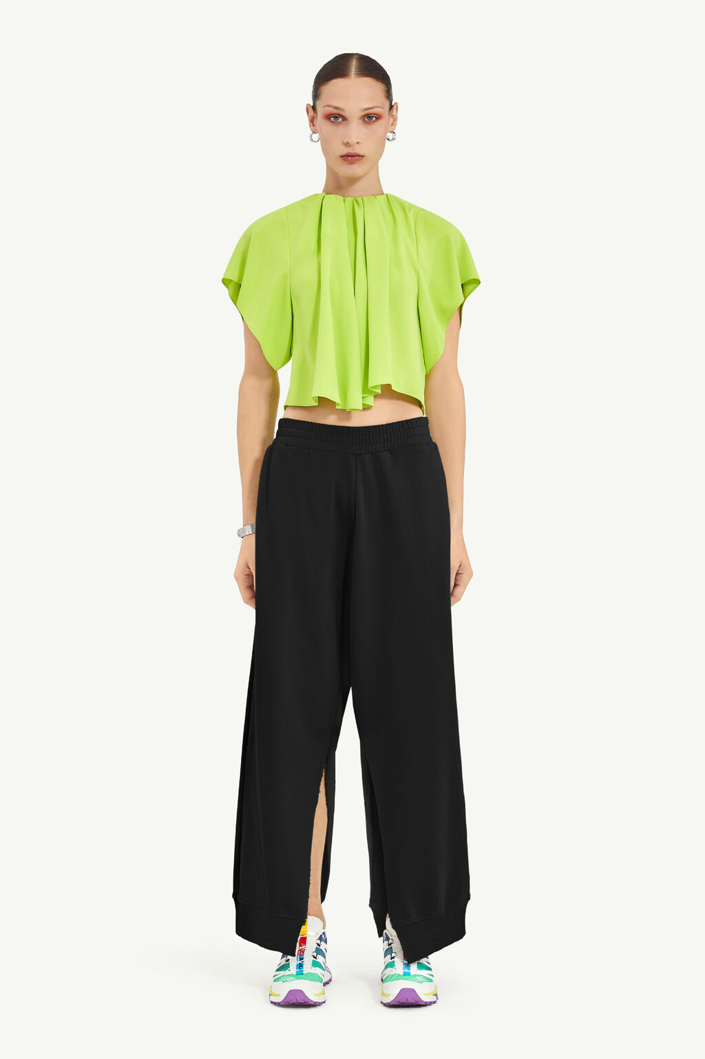 All-Over Print Women's Side Slit Snap Button Trousers main image 0