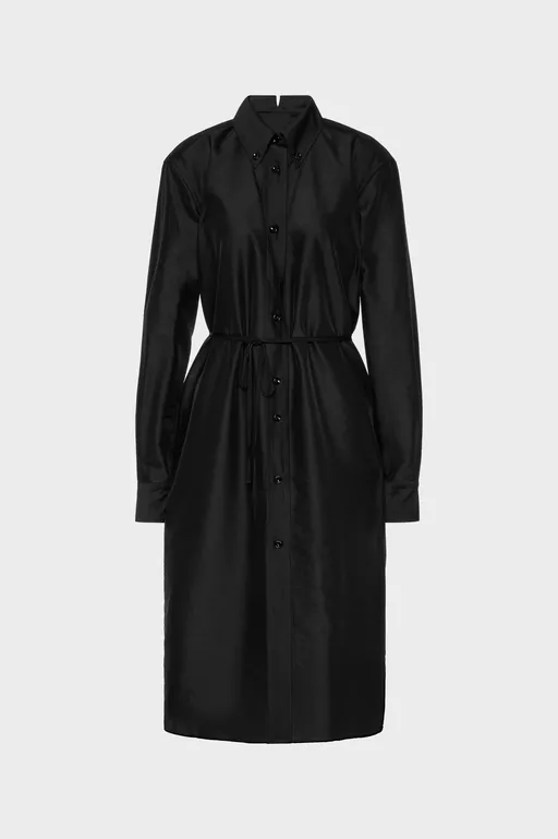 Virgin Wool Midi Shirt Dress - Midi Dress