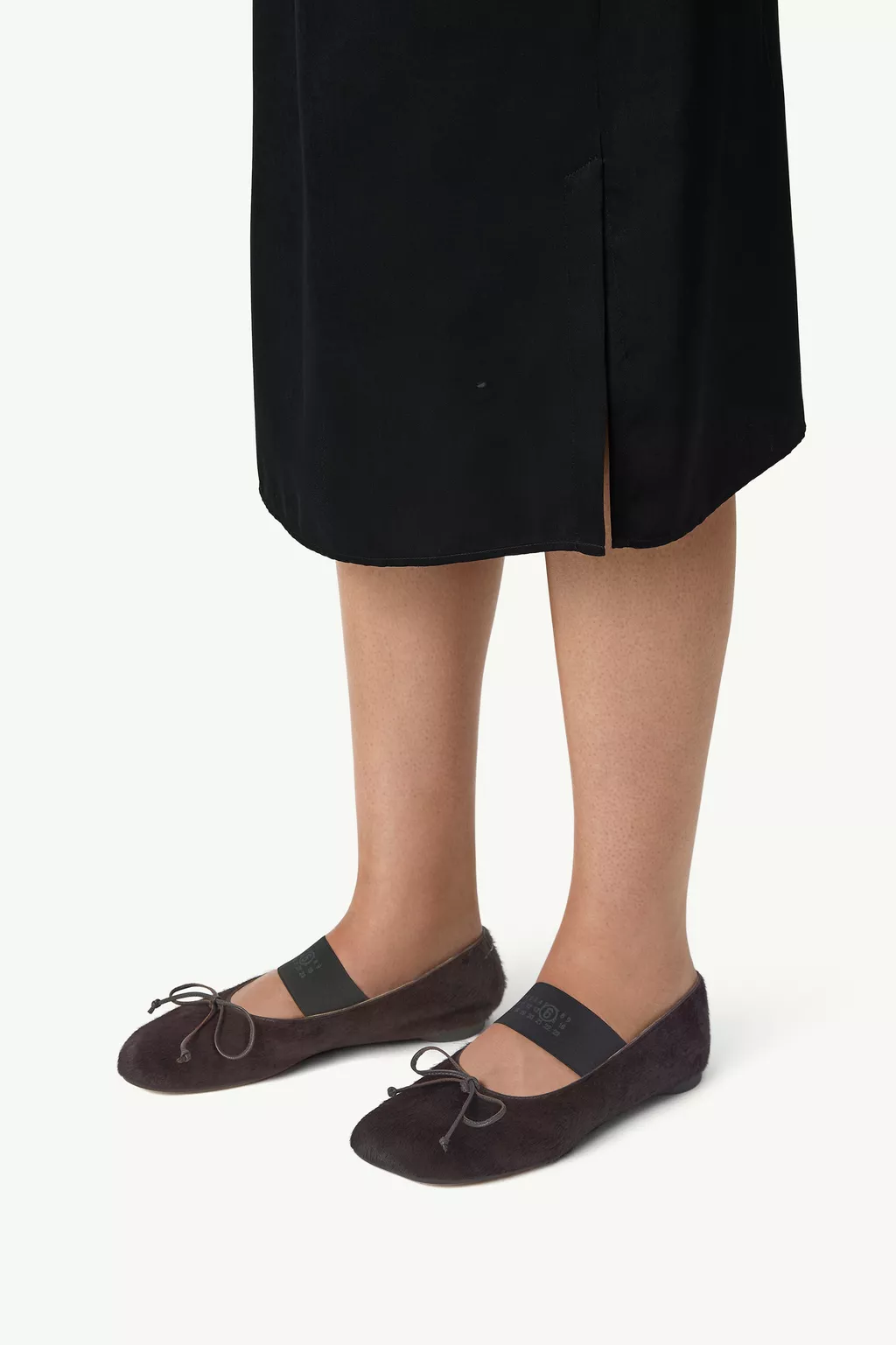Brown Numeric elastic ballerinas in ponyhair | MM6 Official